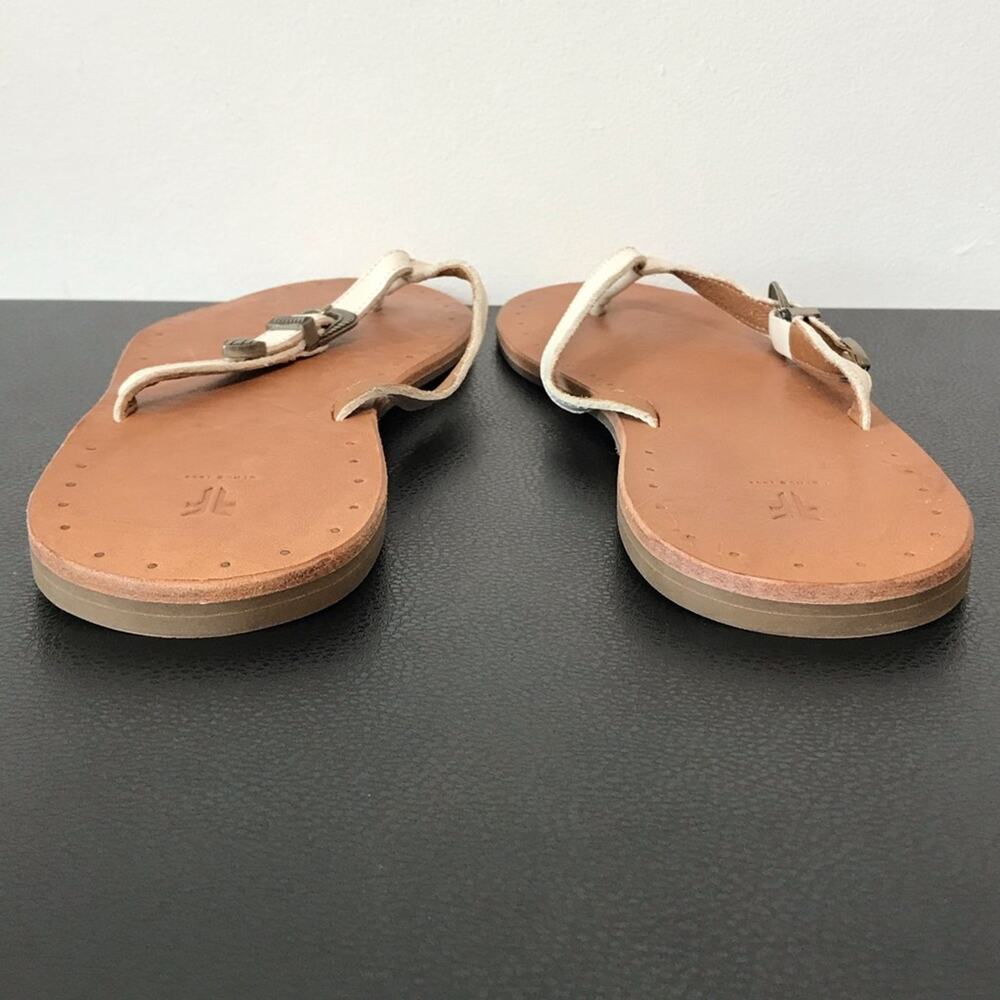 Frye Ally Western White Leather Tipped Buckle Cowgirl Flip Flops Sandals 10 - Picture 12 of 15